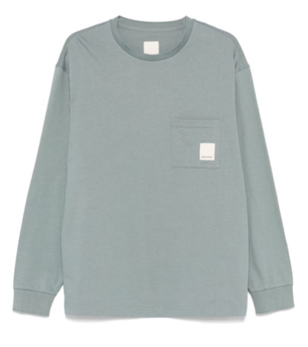 EMPORIO ARMANI Logo Cotton T-Shirt with Chest Patch Pocket - Long Sleeve for Men