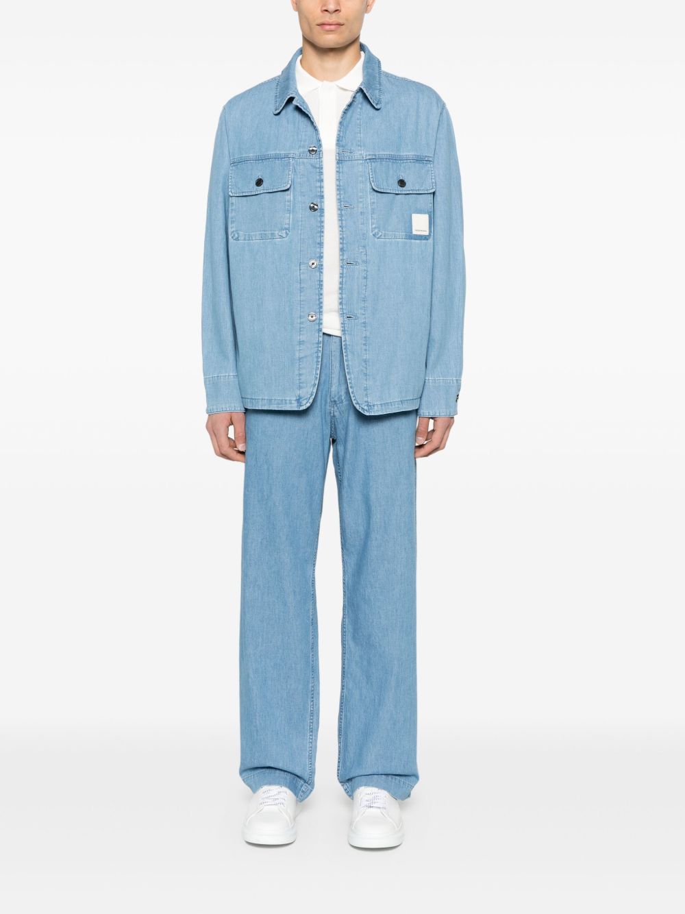 EMPORIO ARMANI Classic Cotton Polo Shirt with Front Button Placket - Men's