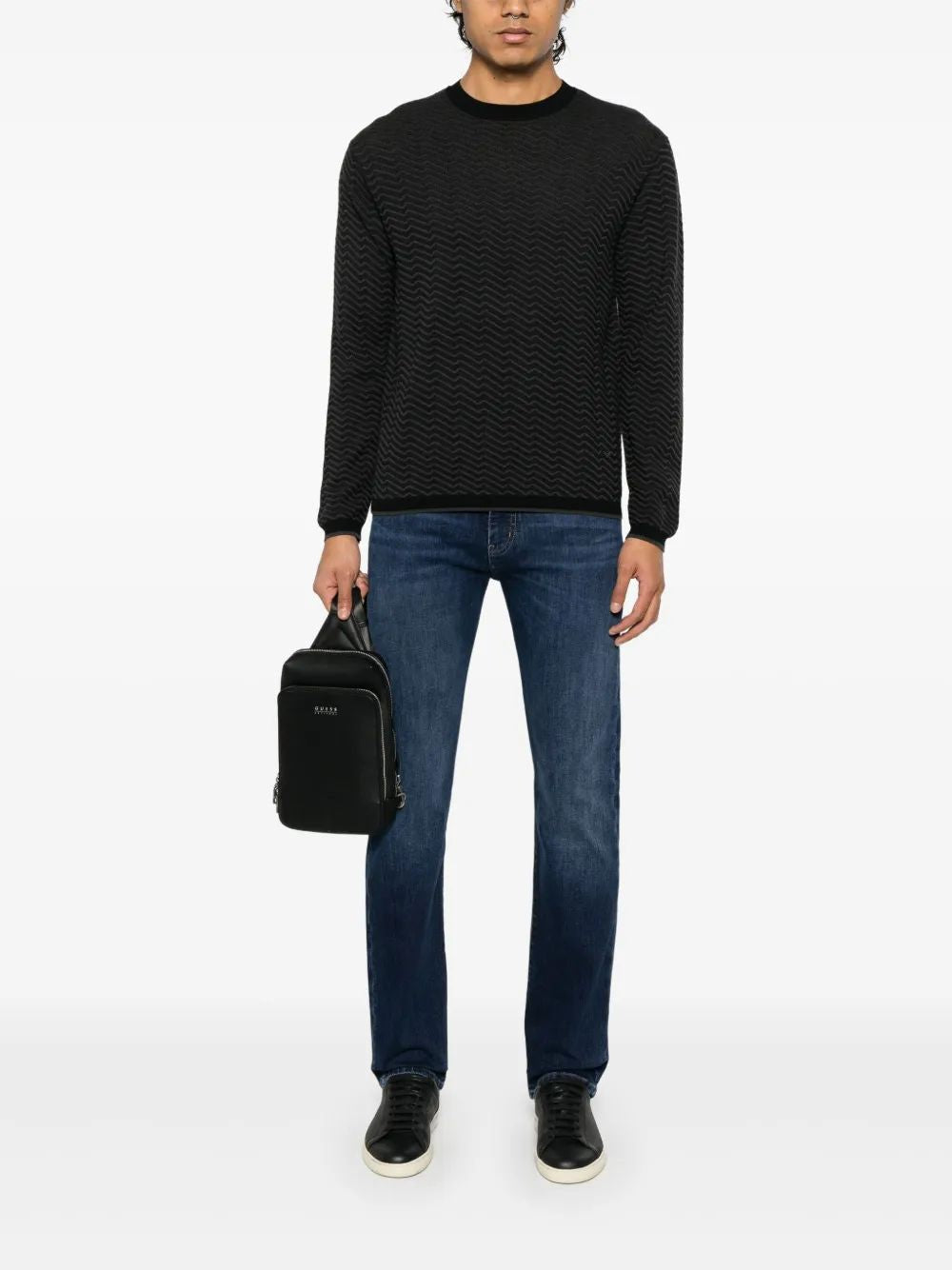EMPORIO ARMANI Wool Blend Crewneck Sweater for Men