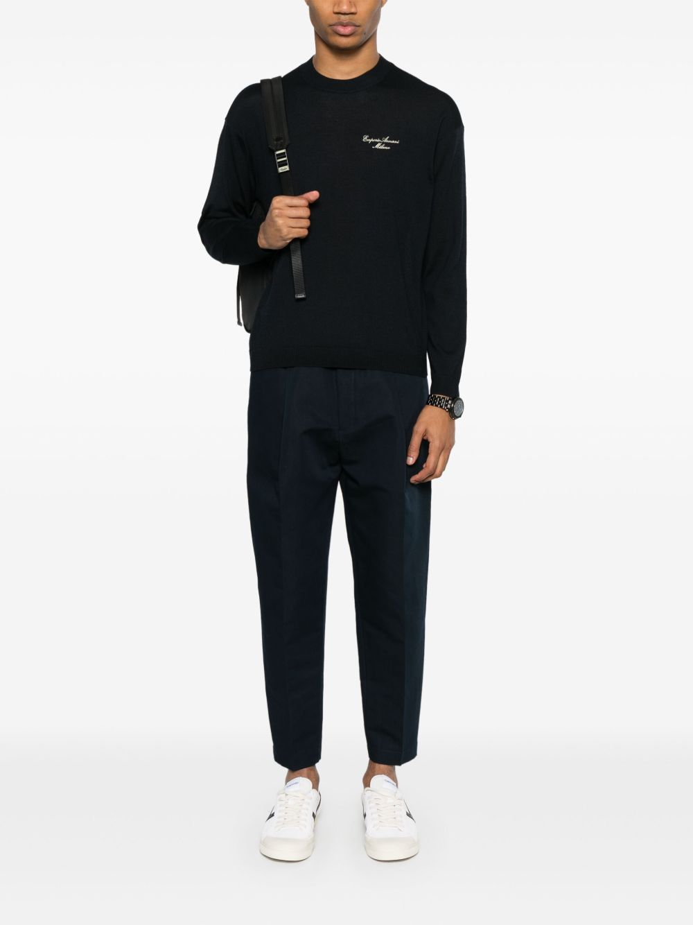 EMPORIO ARMANI Wool Blend Crew Neck Sweater for Men