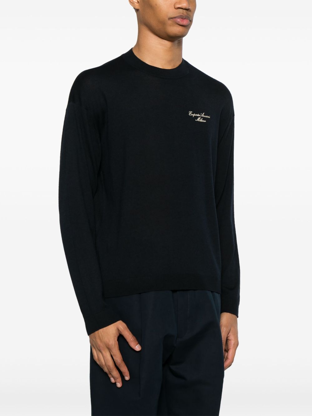 EMPORIO ARMANI Wool Blend Crew Neck Sweater for Men