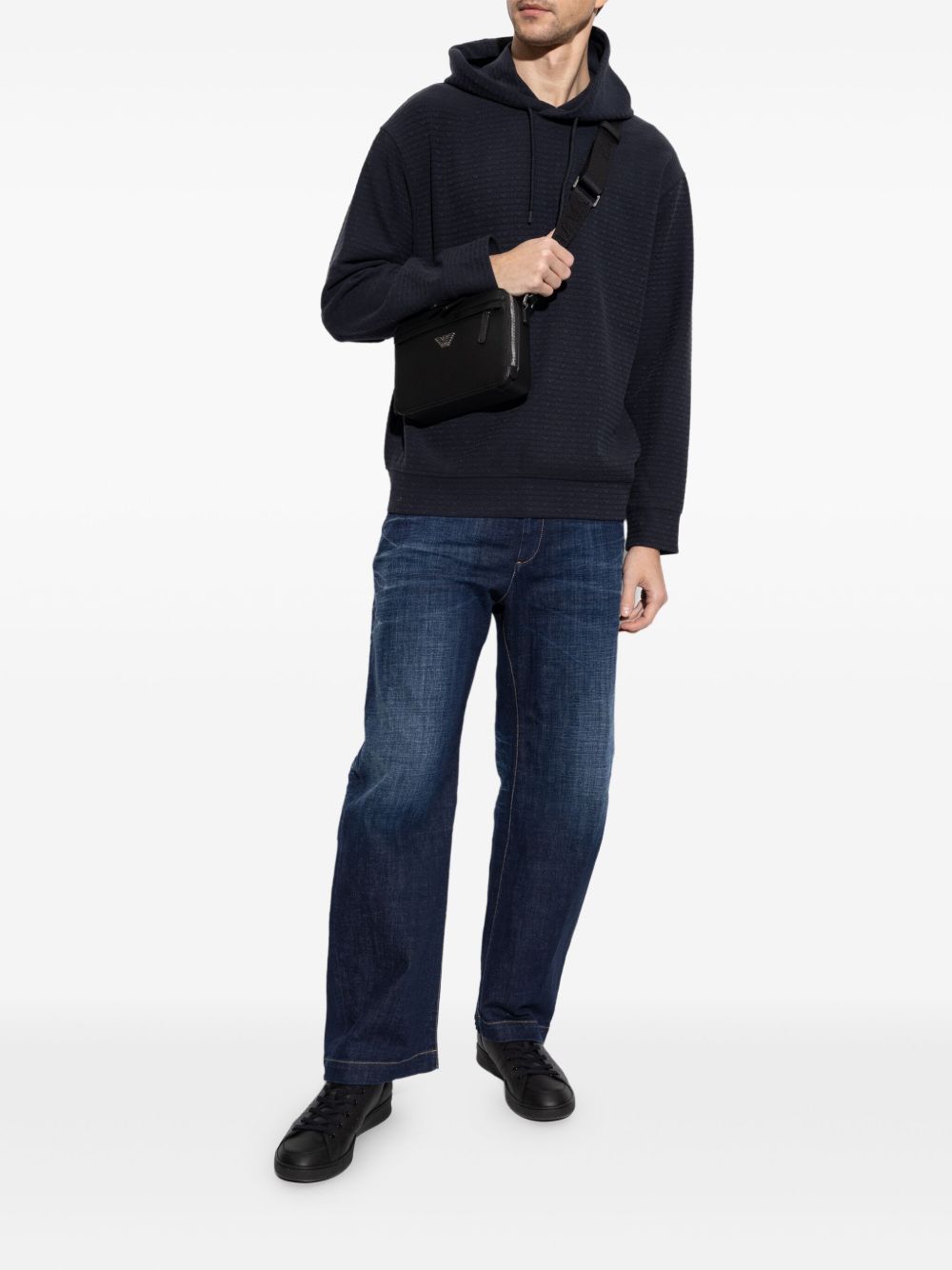 EMPORIO ARMANI Allover Logo Hoodie for Men