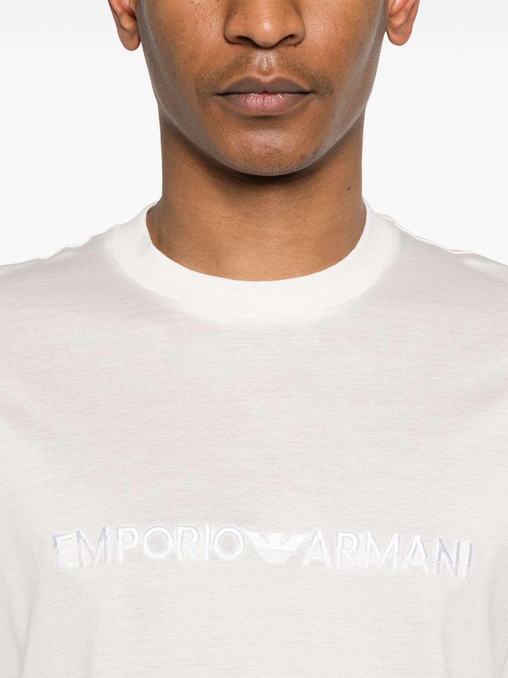 EMPORIO ARMANI Embroidered Logo T-Shirt for Men - SS25 Collection
