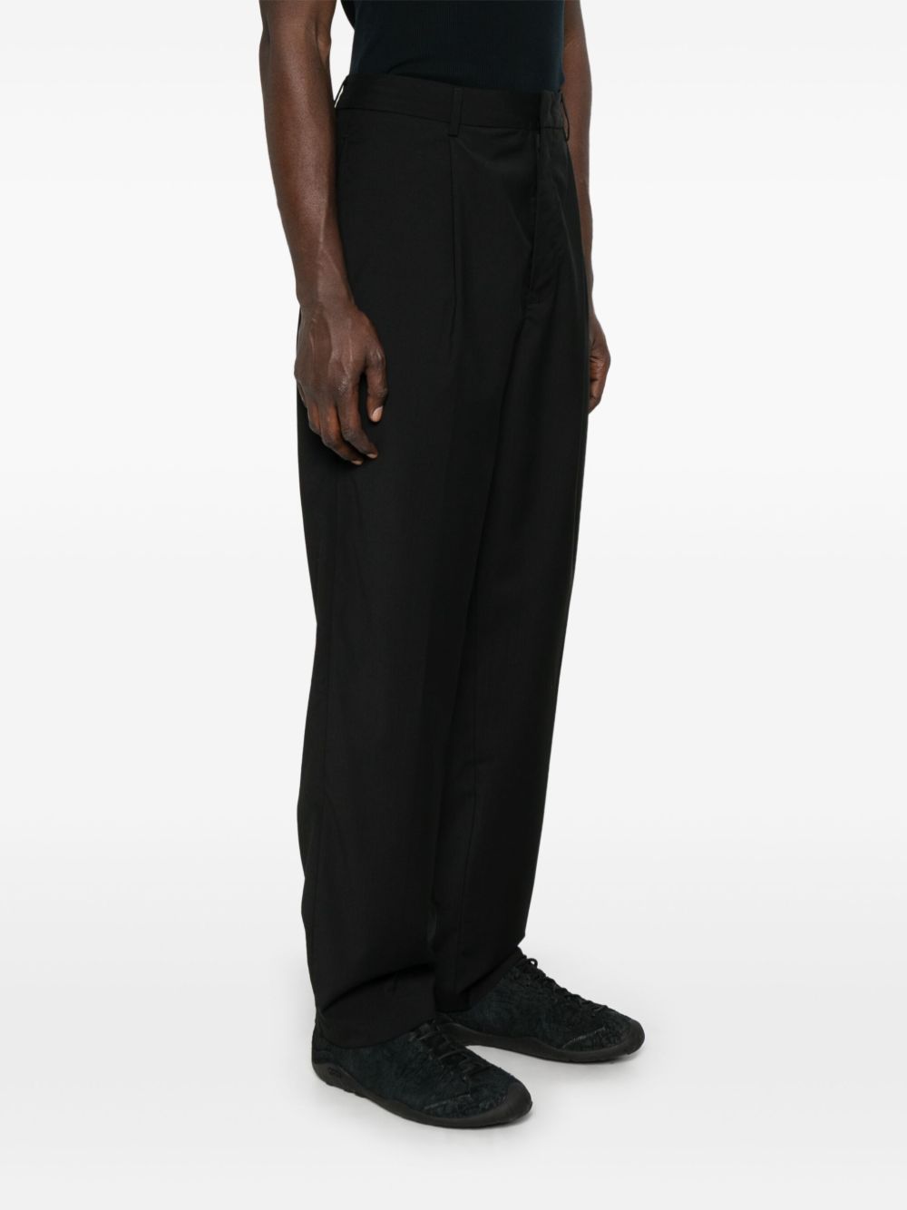 E'CLAT Men's Wool Trousers with Concealed Fastening
