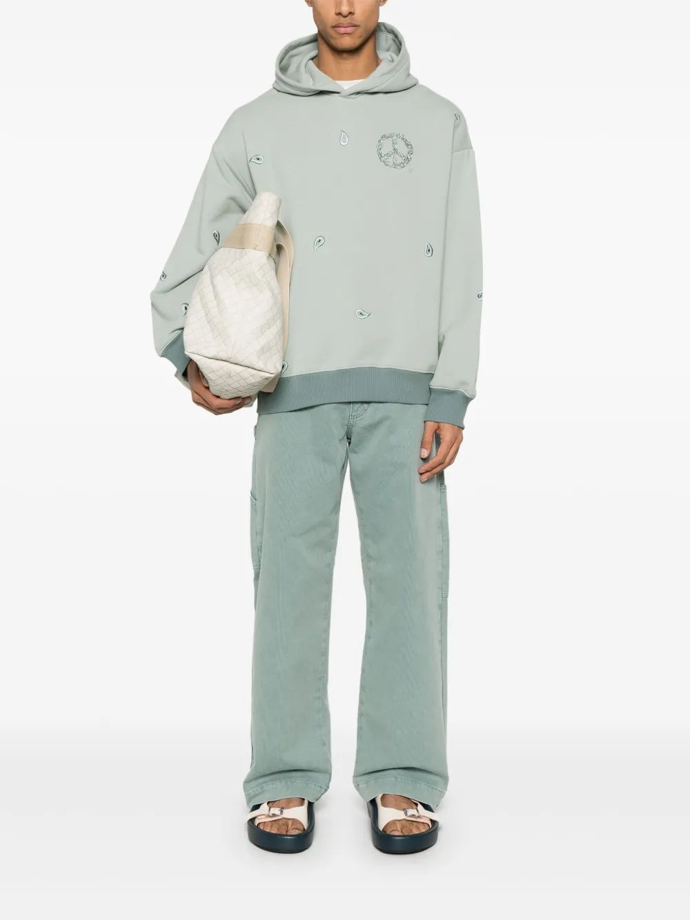 EMPORIO ARMANI Organic Cotton Hoodie with All-Over Motif for Men