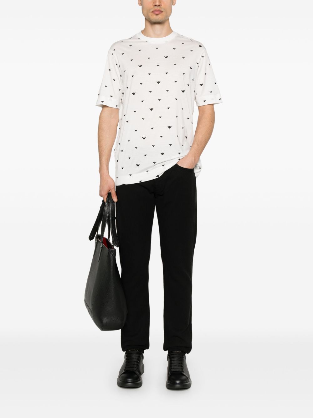 EMPORIO ARMANI Allover Logo Crew Neck T-Shirt