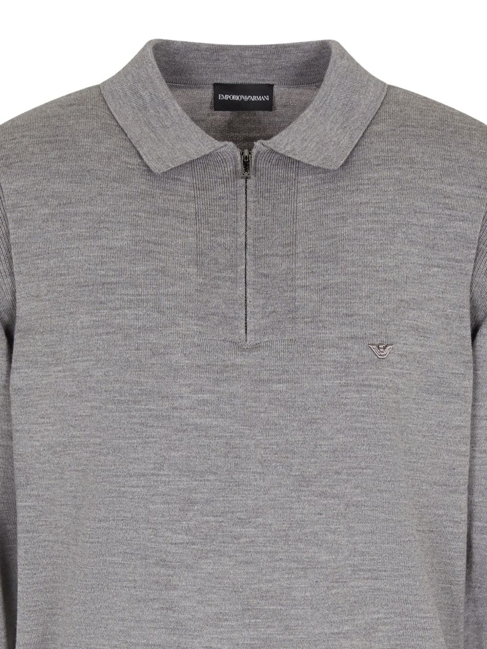 EMPORIO ARMANI Wool Polo Shirt with Short Front Zip for Men - FW25