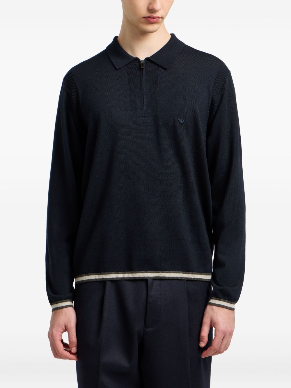 EMPORIO ARMANI Men's Half-Zip Wool Polo Shirt