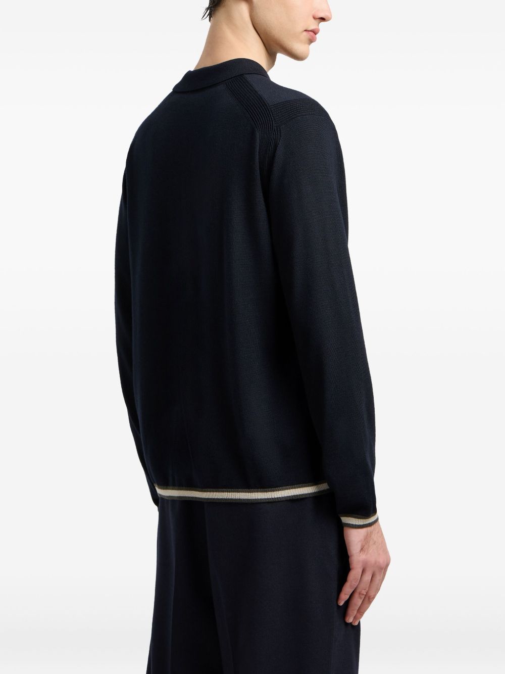 EMPORIO ARMANI Men's Half-Zip Wool Polo Shirt