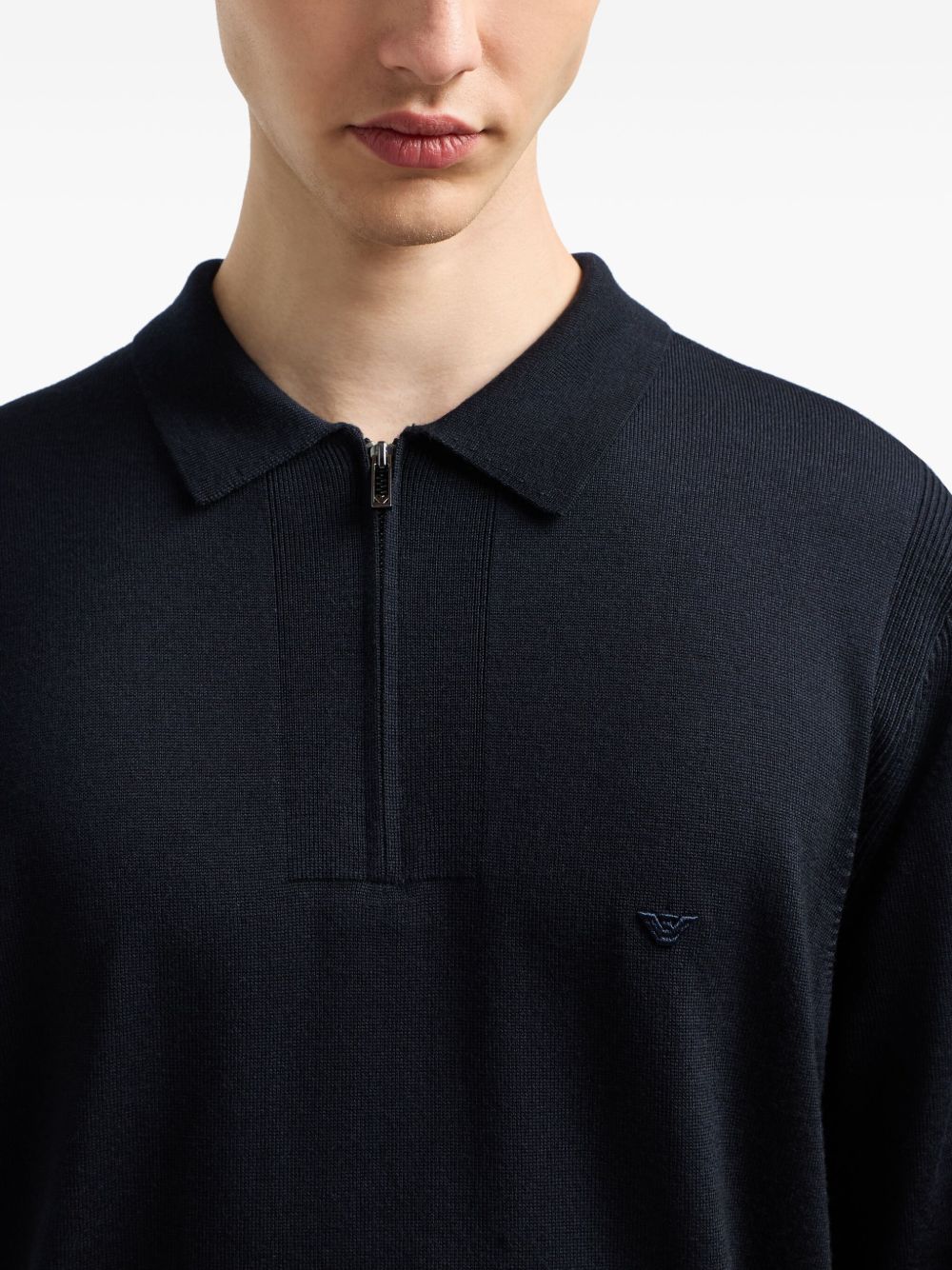 EMPORIO ARMANI Men's Half-Zip Wool Polo Shirt
