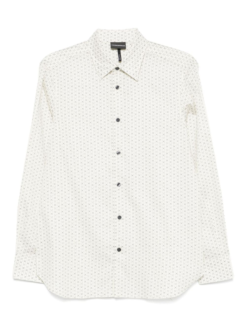 EMPORIO ARMANI Geometric Pattern Long Sleeve Cotton Shirt
