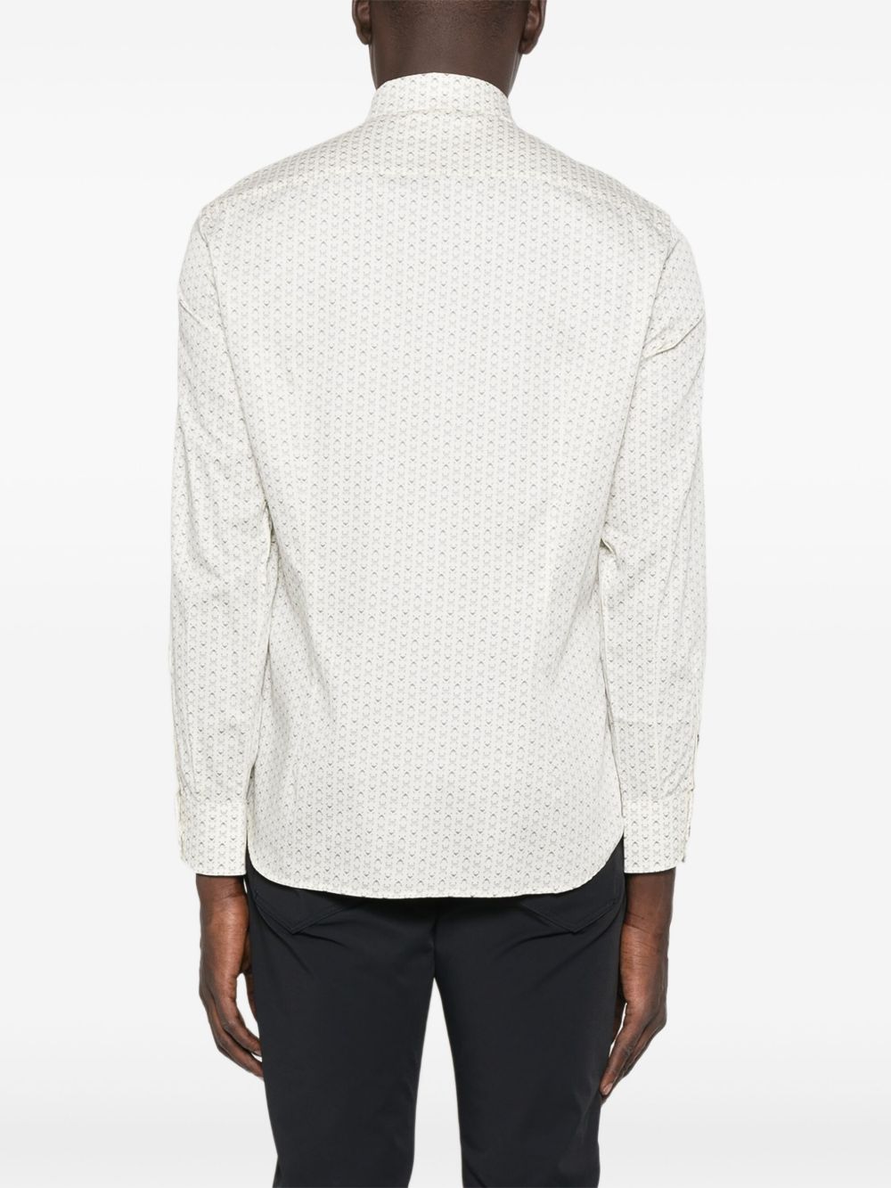 EMPORIO ARMANI Geometric Pattern Long Sleeve Cotton Shirt