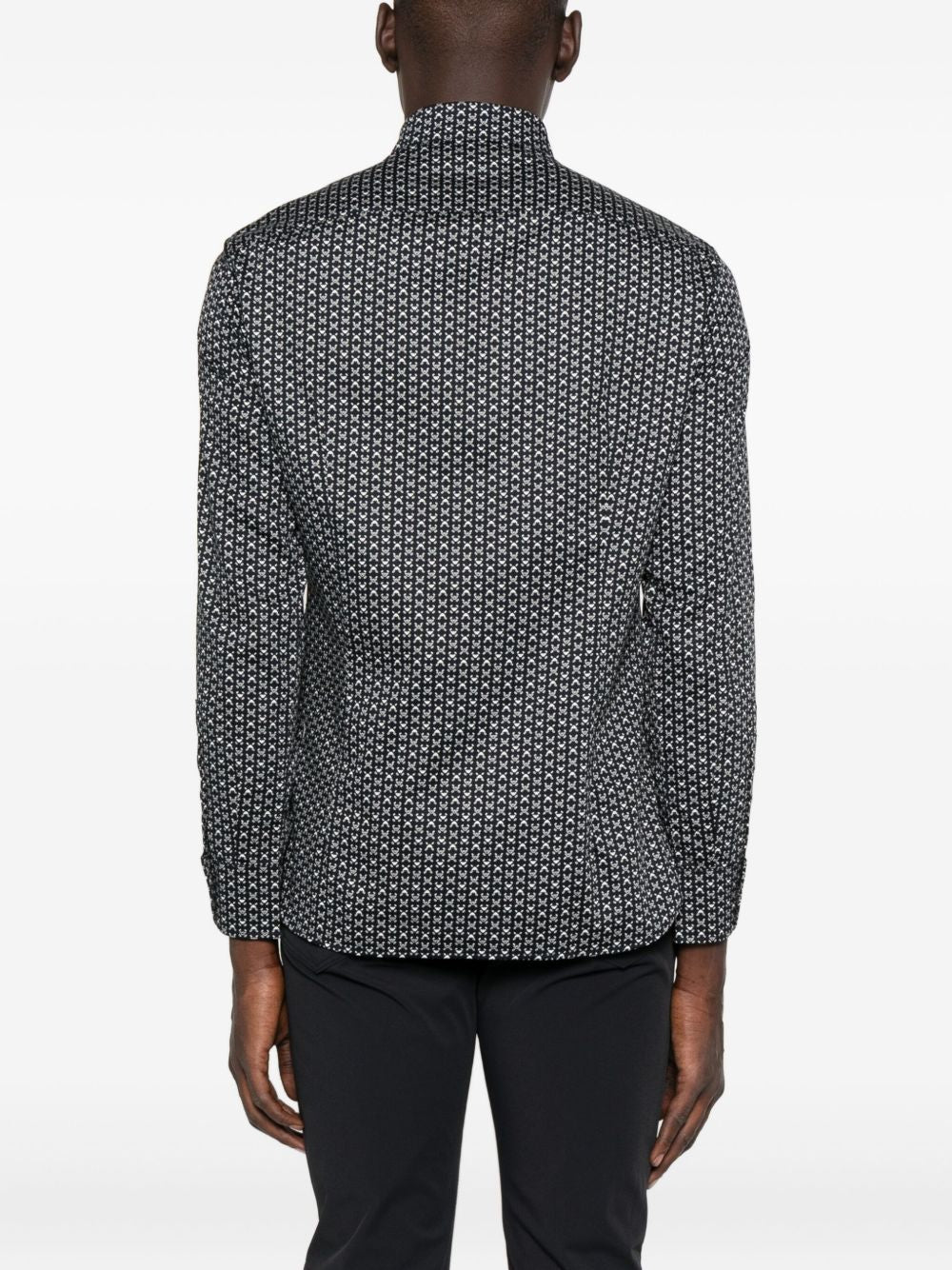 EMPORIO ARMANI Geometric Print Long Sleeve Cotton Shirt for Men