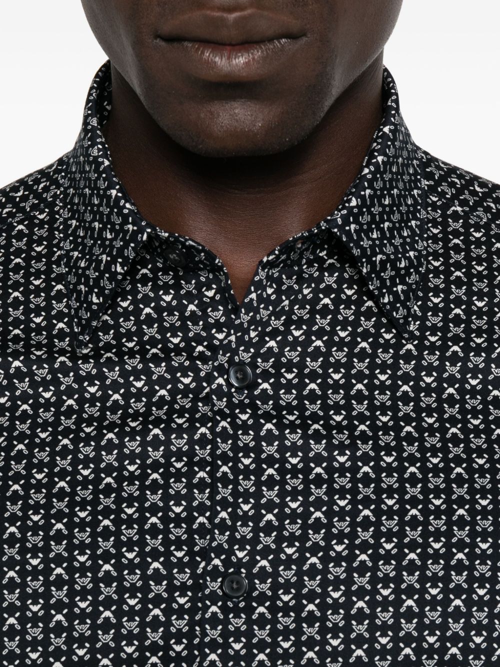EMPORIO ARMANI Geometric Print Long Sleeve Cotton Shirt for Men