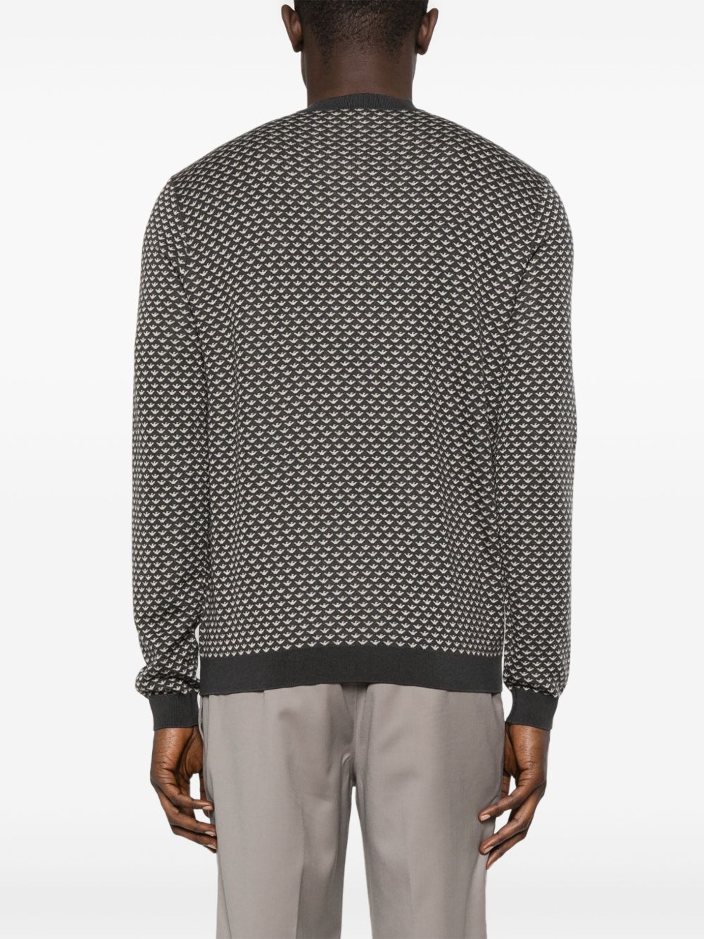 EMPORIO ARMANI Allover Logo Wool Blend Sweater for Men - SS25 Collection