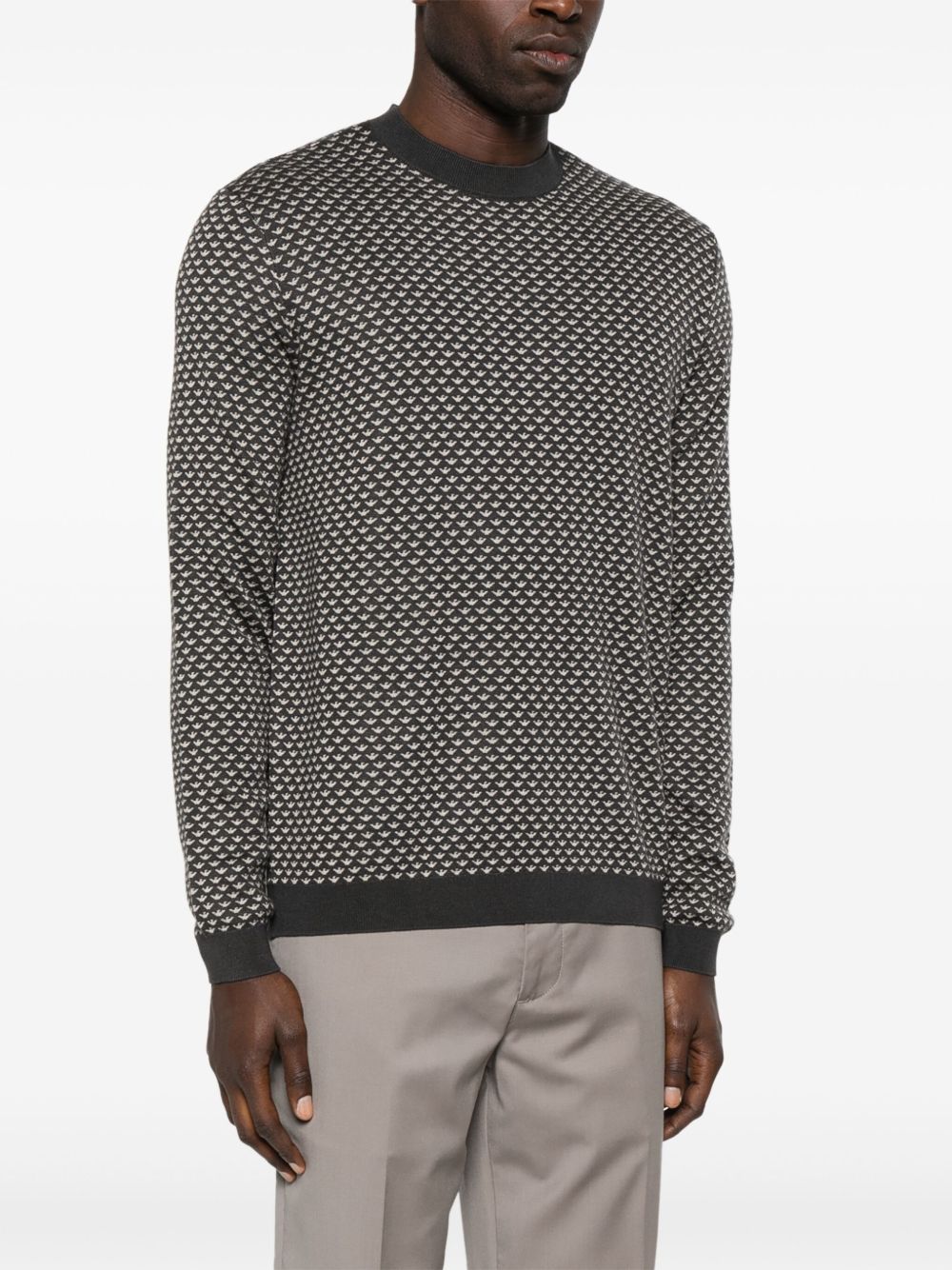 EMPORIO ARMANI Allover Logo Wool Blend Sweater for Men - SS25 Collection