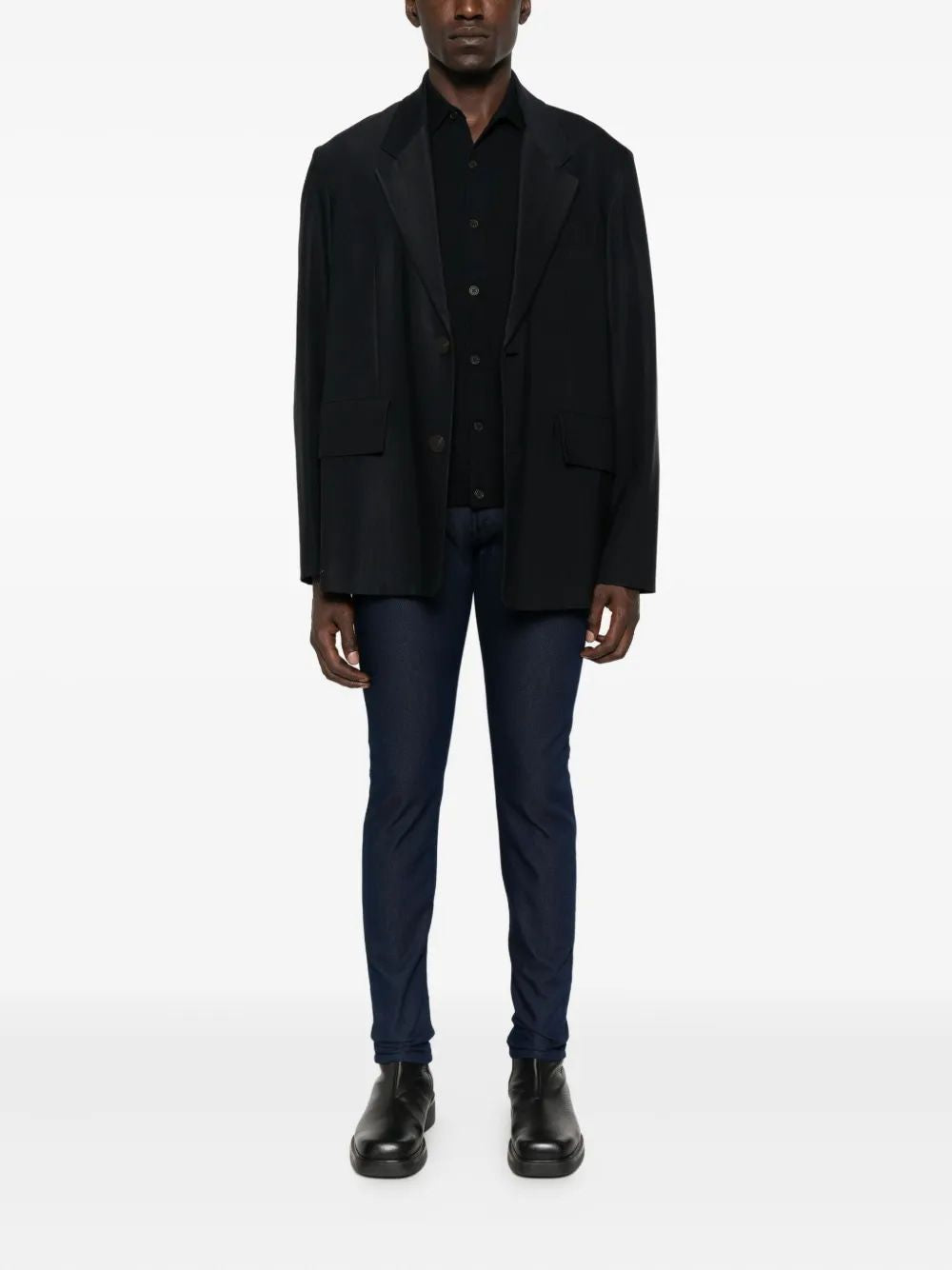 EMPORIO ARMANI Plain-Knit Virgin-Wool Cardigan for Men