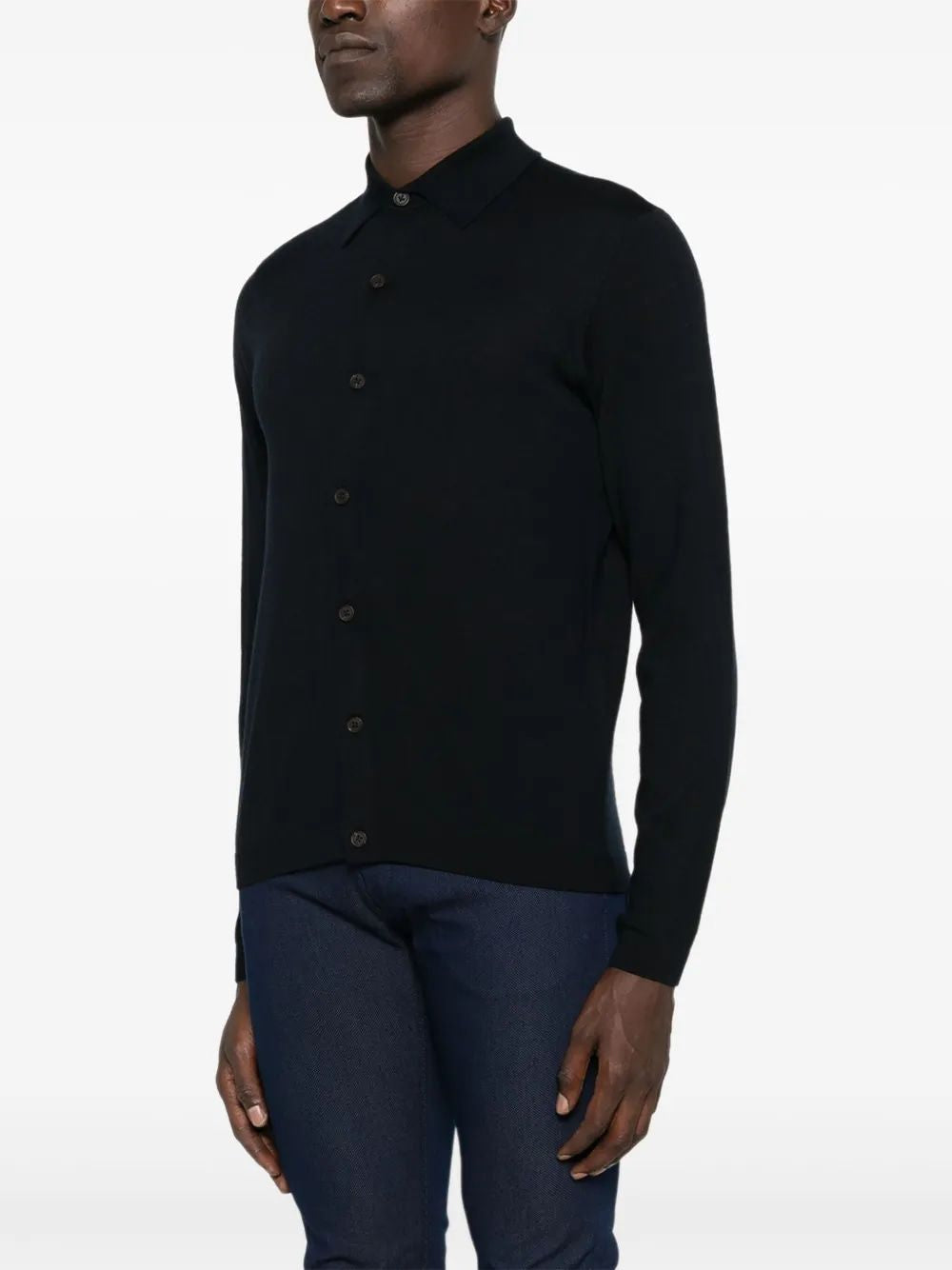 EMPORIO ARMANI Plain-Knit Virgin-Wool Cardigan for Men