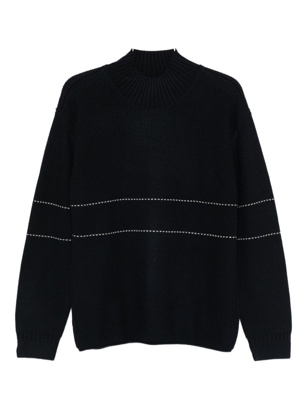 EMPORIO ARMANI Wool Crewneck Jumper with Horizontal Stripe Detail - FW25