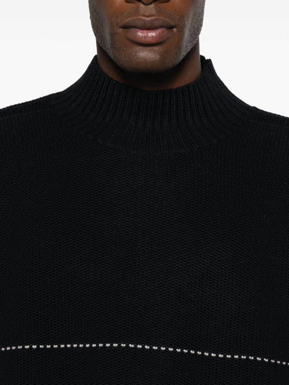 EMPORIO ARMANI Wool Crewneck Jumper with Horizontal Stripe Detail - FW25