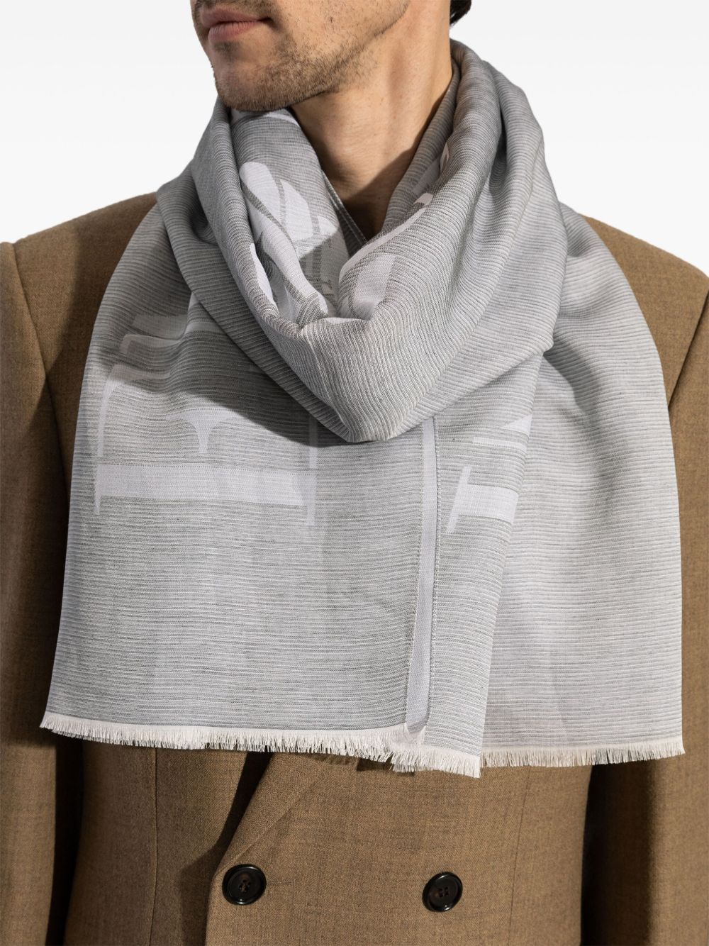 EMPORIO ARMANI Logo Cotton Blend Wraparound Scarf