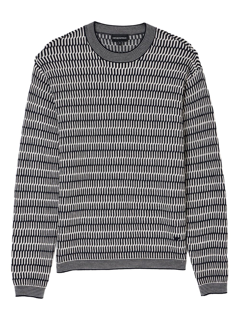 EMPORIO ARMANI Wool Crewneck Jumper for Men - Geometric Pattern