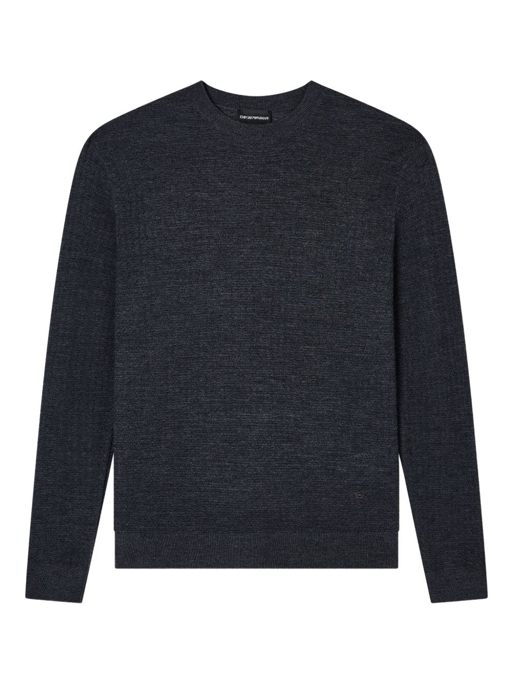 EMPORIO ARMANI Textured Knit Wool Crewneck Jumper for Men