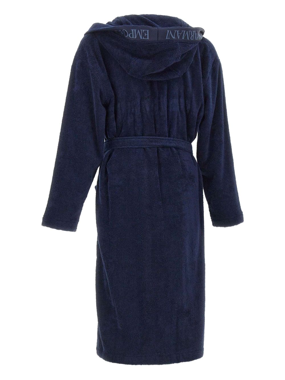 EMPORIO ARMANI Jacquard Trim Hooded Robe for Men