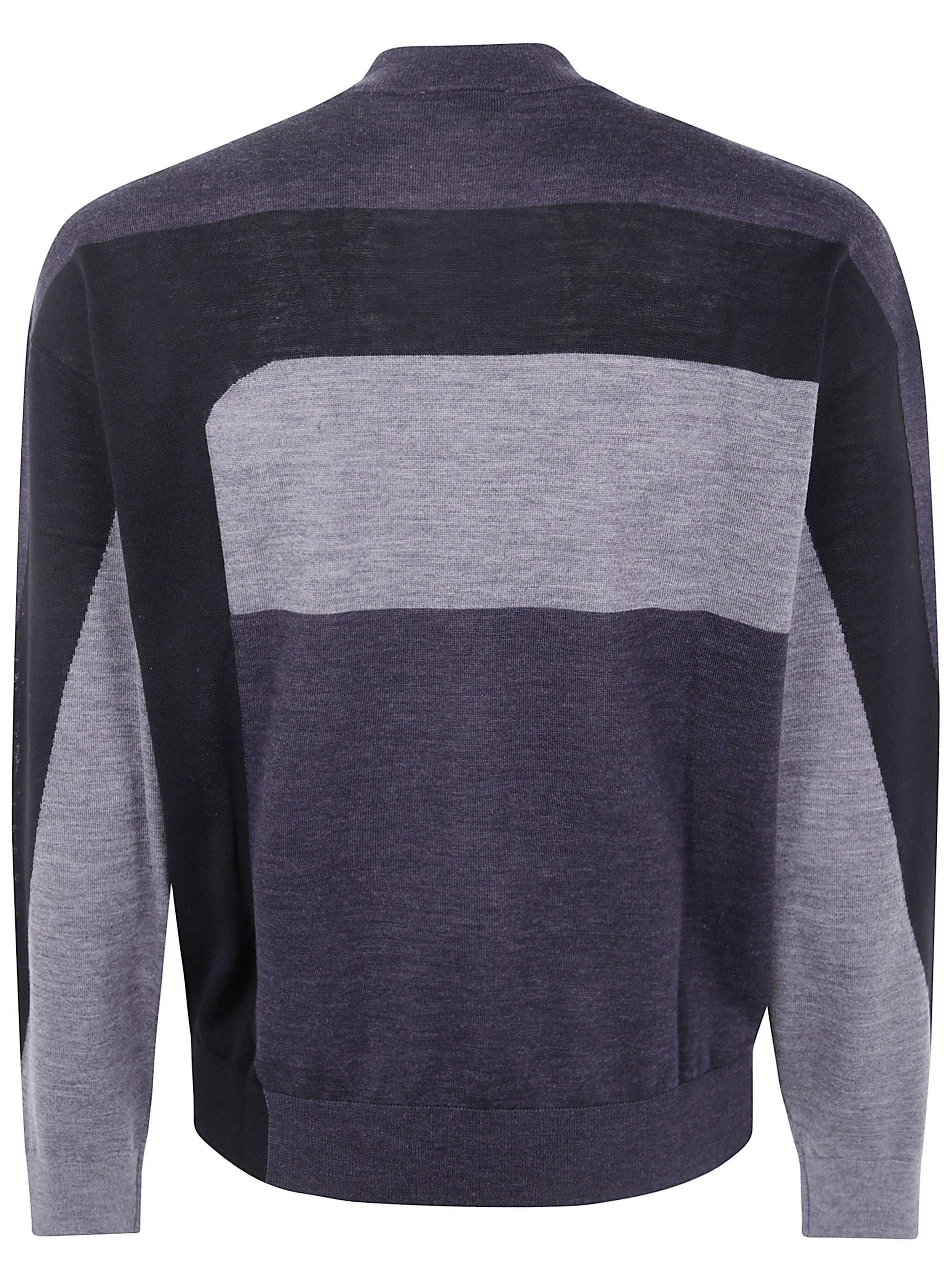EMPORIO ARMANI Round Neck Tricolor Sweater for Men