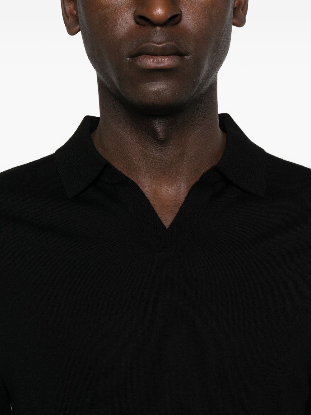 EMPORIO ARMANI Wool Polo Shirt with Ribbed Cuffs for Men - FW25 Collection