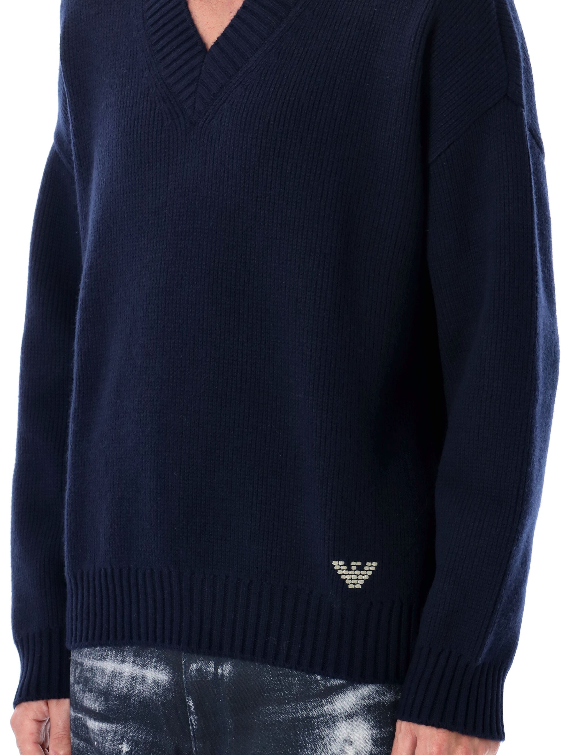 EMPORIO ARMANI Wool V-Necked Sweater for Men