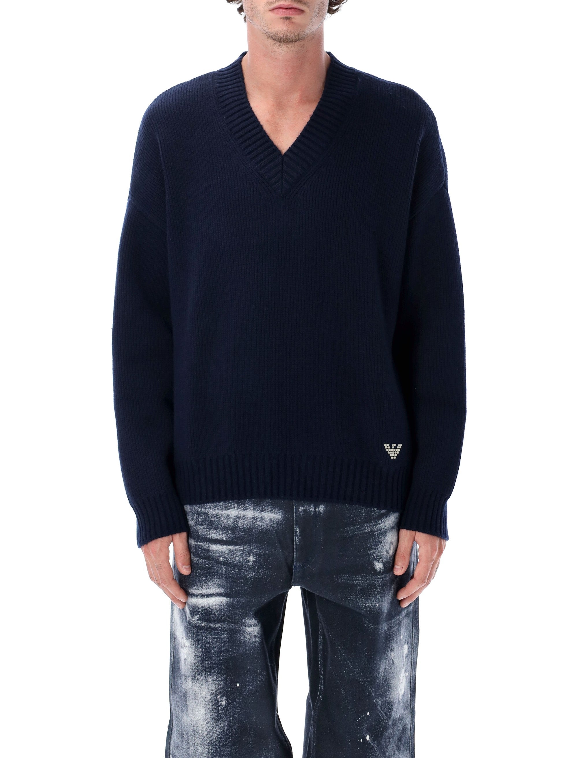 EMPORIO ARMANI Wool V-Necked Sweater for Men