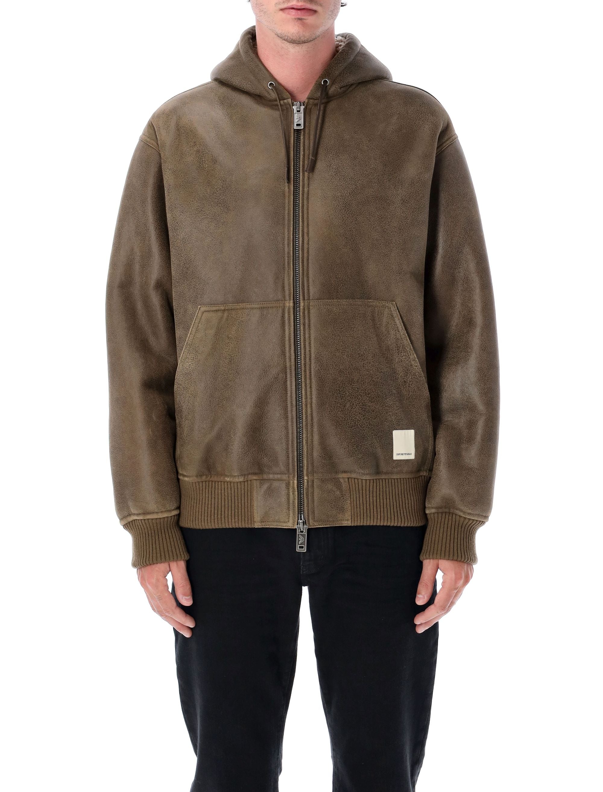 EMPORIO ARMANI Oversized-Fit Shearling Blouson - Size L
