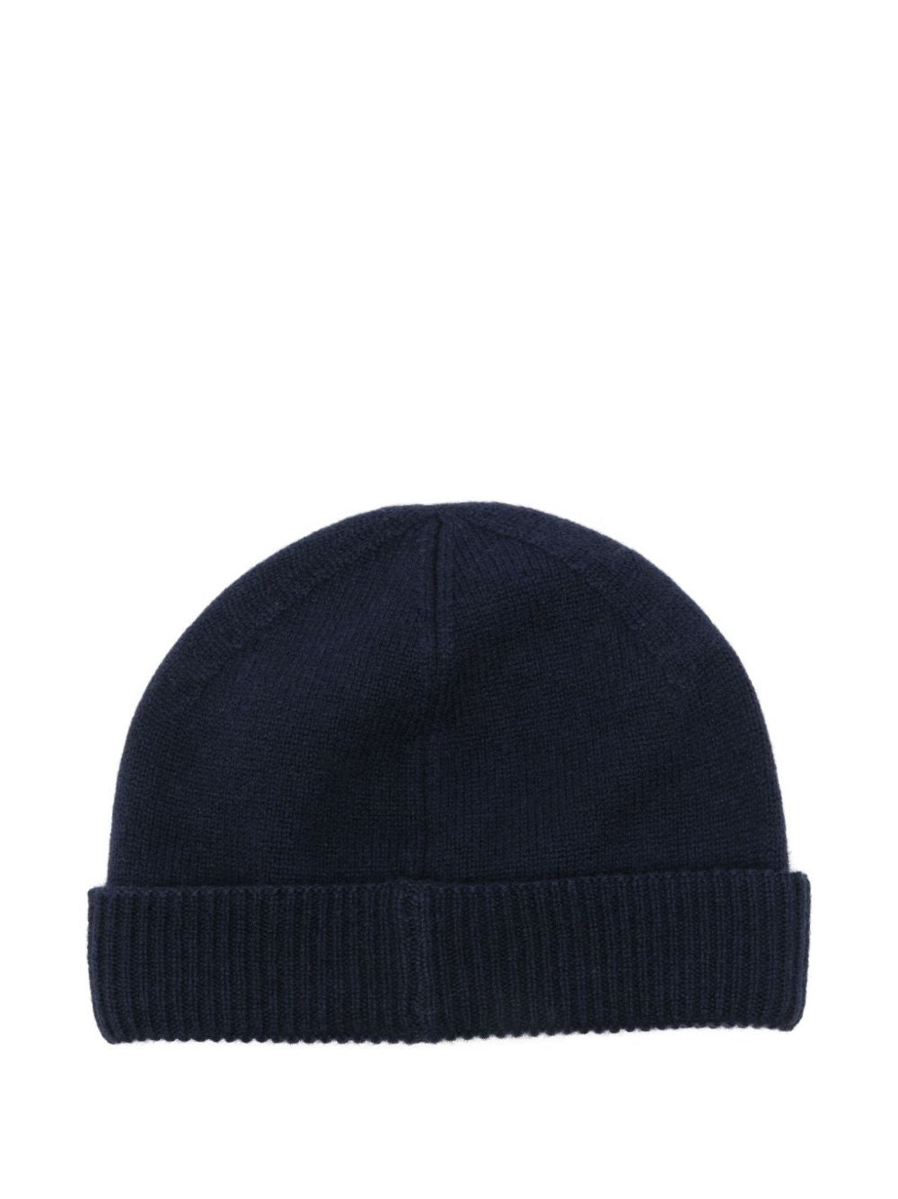 EMPORIO ARMANI Cashmere Ribbed Knit Beanie with Turn-Up Brim for Men