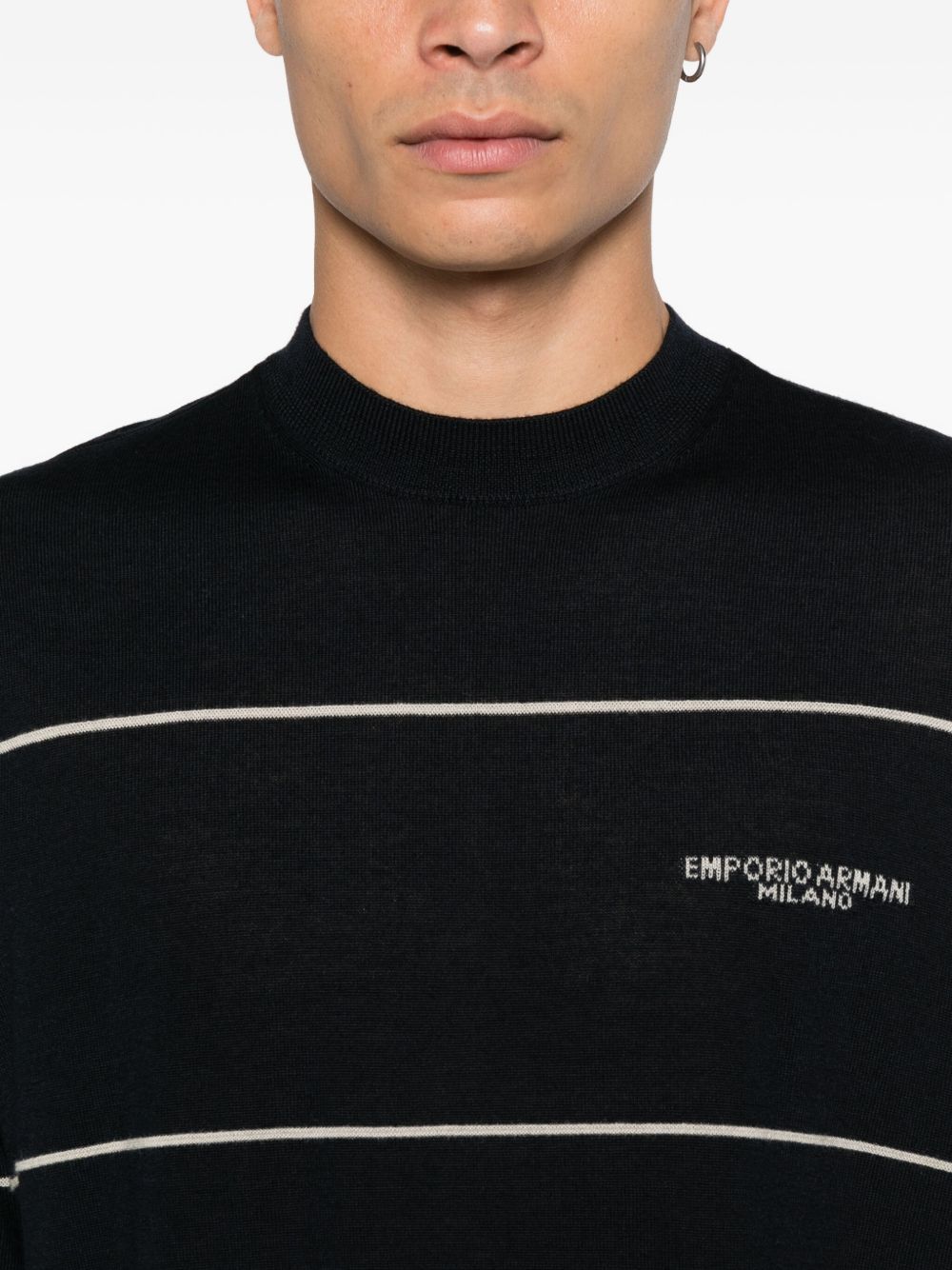 EMPORIO ARMANI Classic Wool Crewneck Jumper for Men