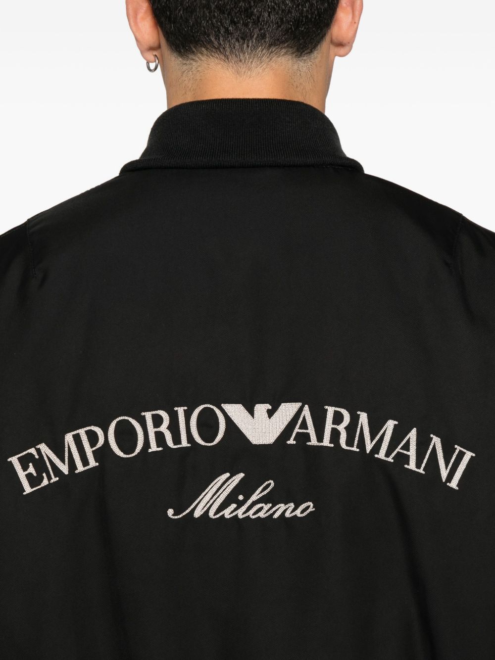 EMPORIO ARMANI Nylon Bomber Jacket with Embroidered Logo