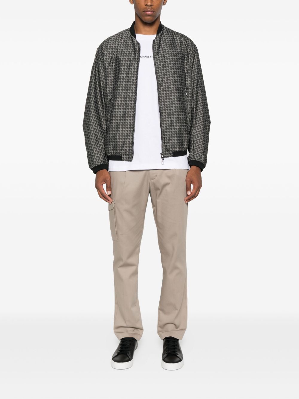 EMPORIO ARMANI Men's Black Eagle Pattern Coat with Zip Front