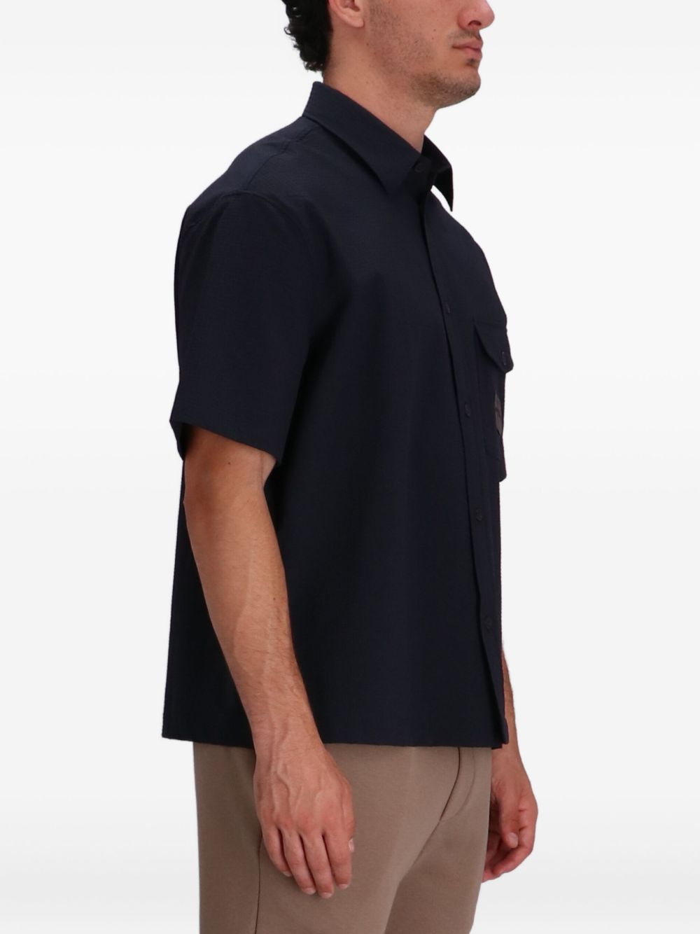 EMPORIO ARMANI Nylon Short Sleeve Button-Up Shirt