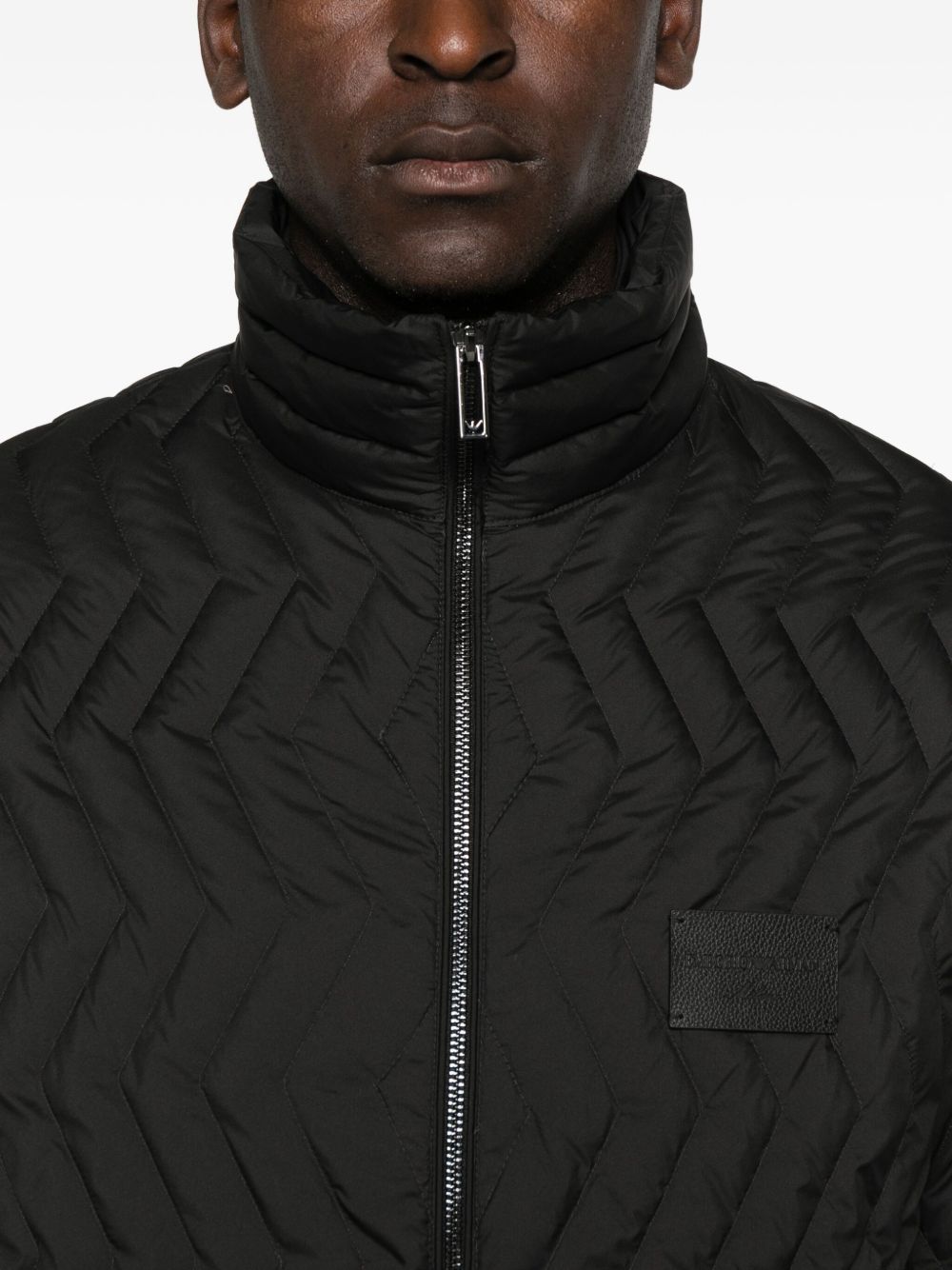 EMPORIO ARMANI Chevron Quilted High Neck Down Jacket for Men