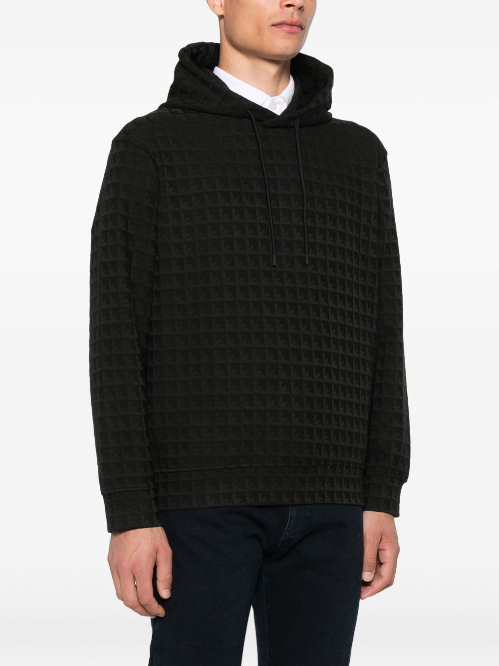 EMPORIO ARMANI Quilted Texture Men's Cotton Blend Hoodie