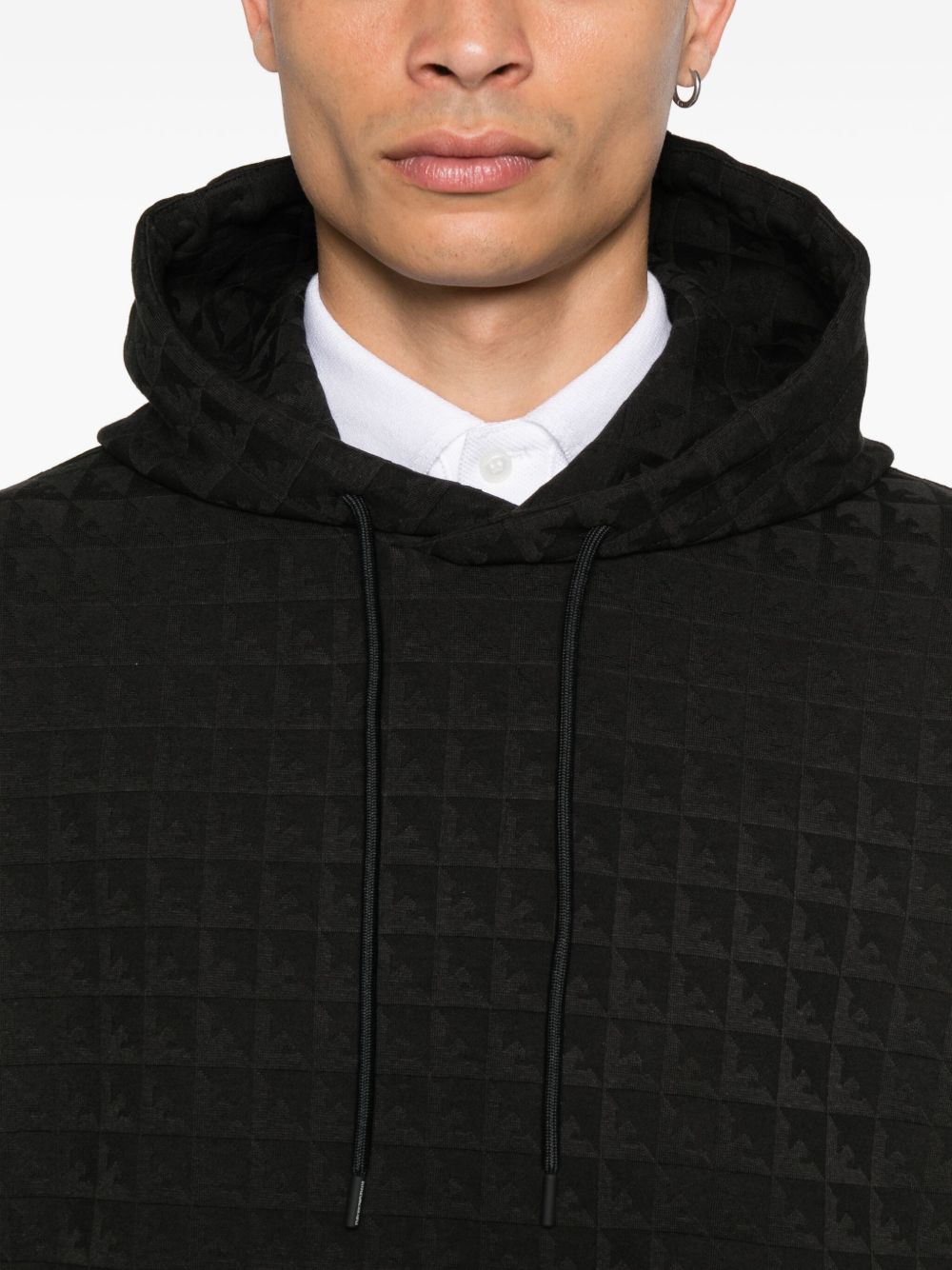 EMPORIO ARMANI Quilted Texture Men's Cotton Blend Hoodie