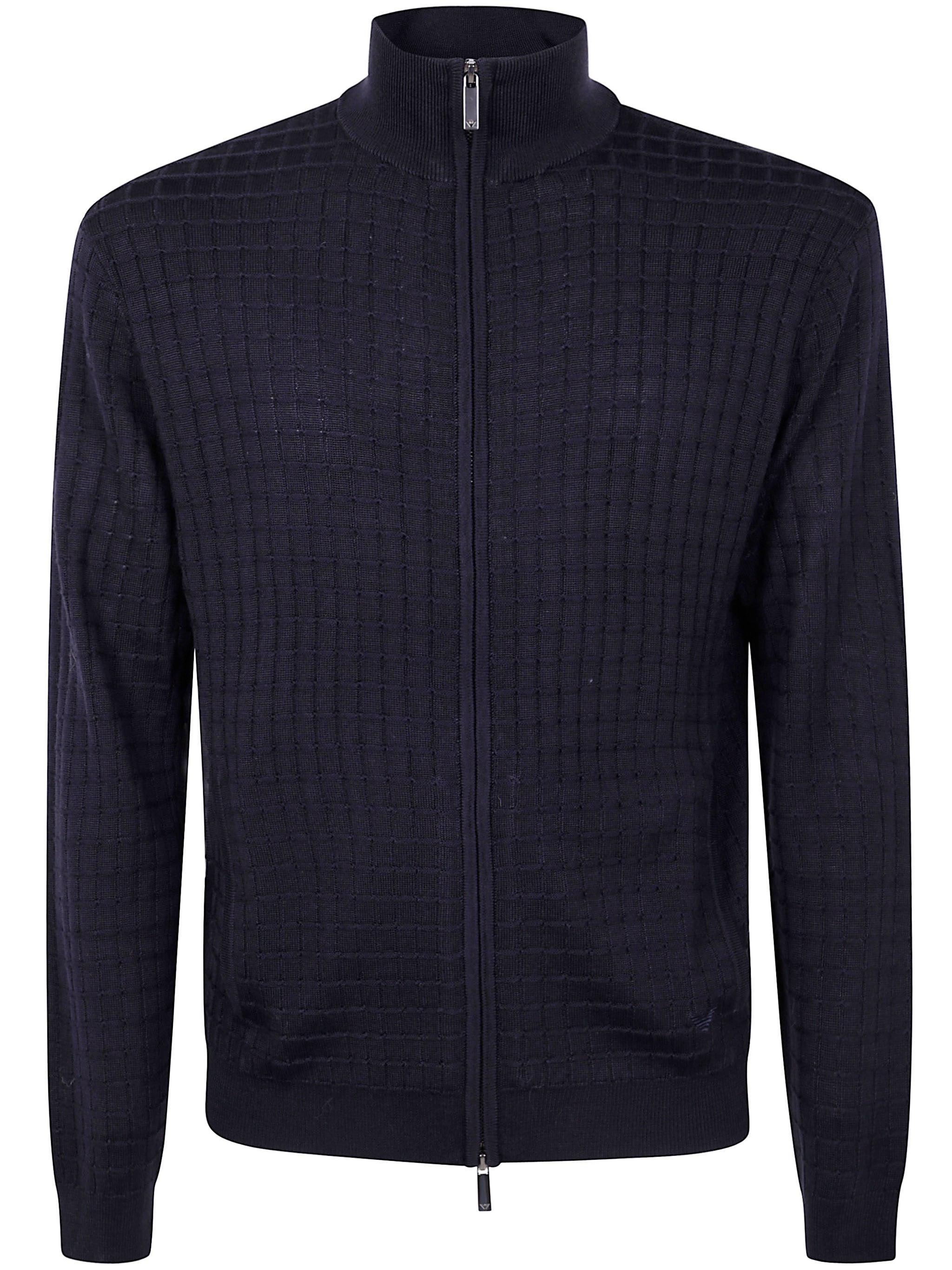 EMPORIO ARMANI High Collar Zipped Cardigan for Men