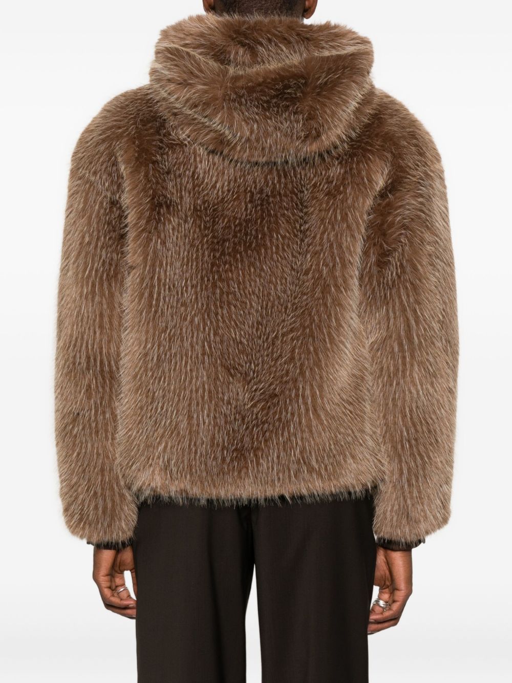 EMPORIO ARMANI Men's Shearling Hooded Jacket with Drawstring