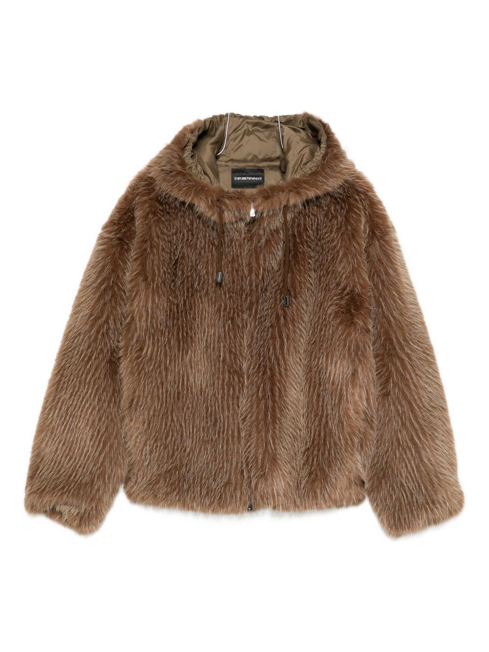 EMPORIO ARMANI Men's Shearling Hooded Jacket with Drawstring