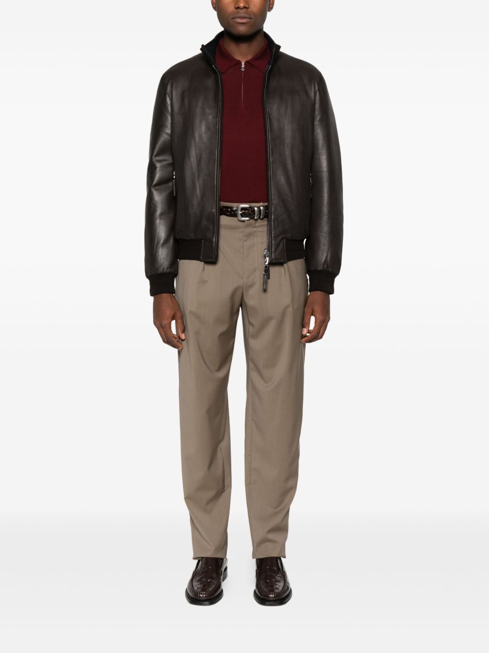 EMPORIO ARMANI Silk-Blend Pleated Trousers for Men