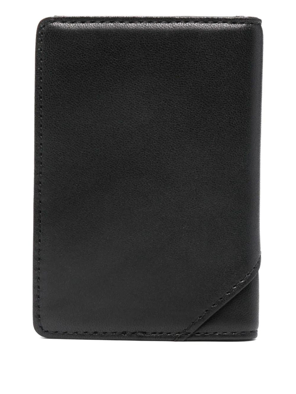 EMPORIO ARMANI Trifold Napa Leather Card Holder with Geometric Detail