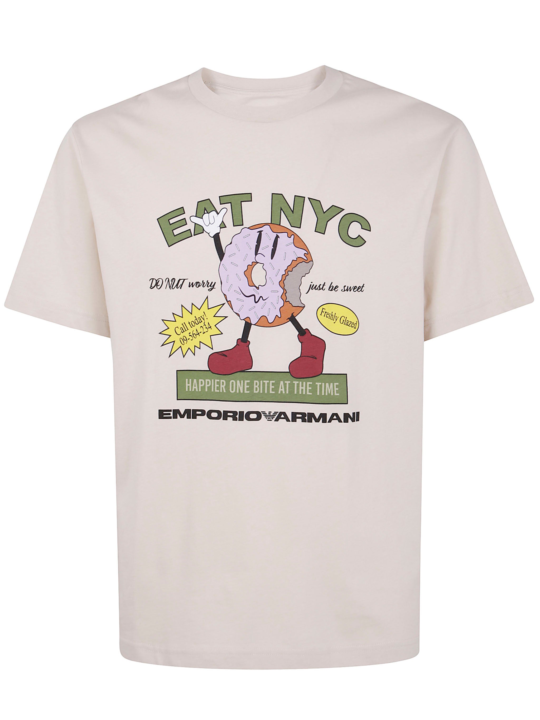 EMPORIO ARMANI Men's Regular Fit Cotton T-Shirt with New York Graphic - Size L