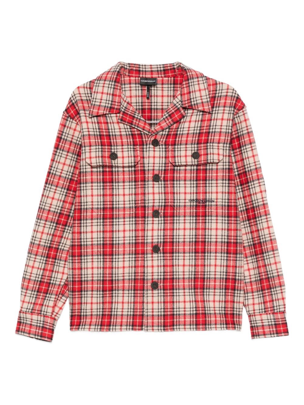 EMPORIO ARMANI Checkered Design Wool Shirt for Men - FW25