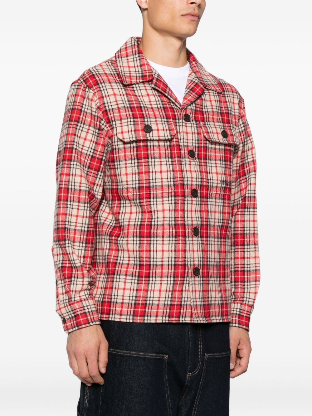 EMPORIO ARMANI Checkered Design Wool Shirt for Men - FW25