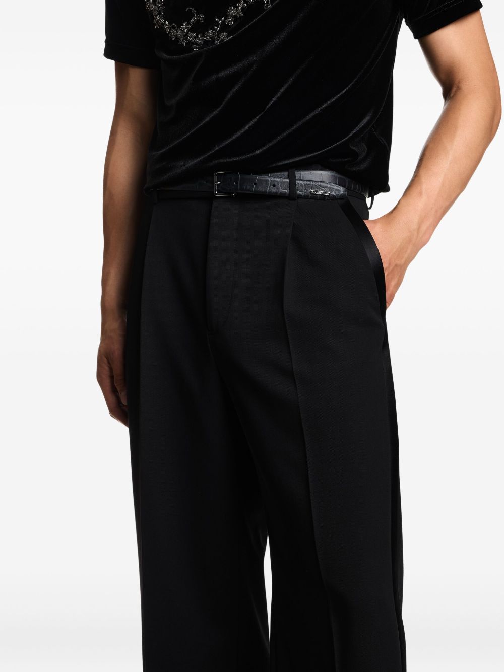 EMPORIO ARMANI Tailored Pleated Front Wool Trousers